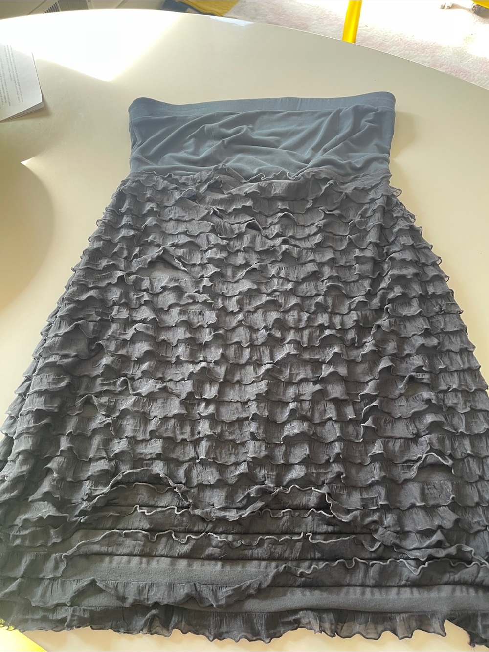 The Limited Strapless Ruffle Layered Dress in Gray